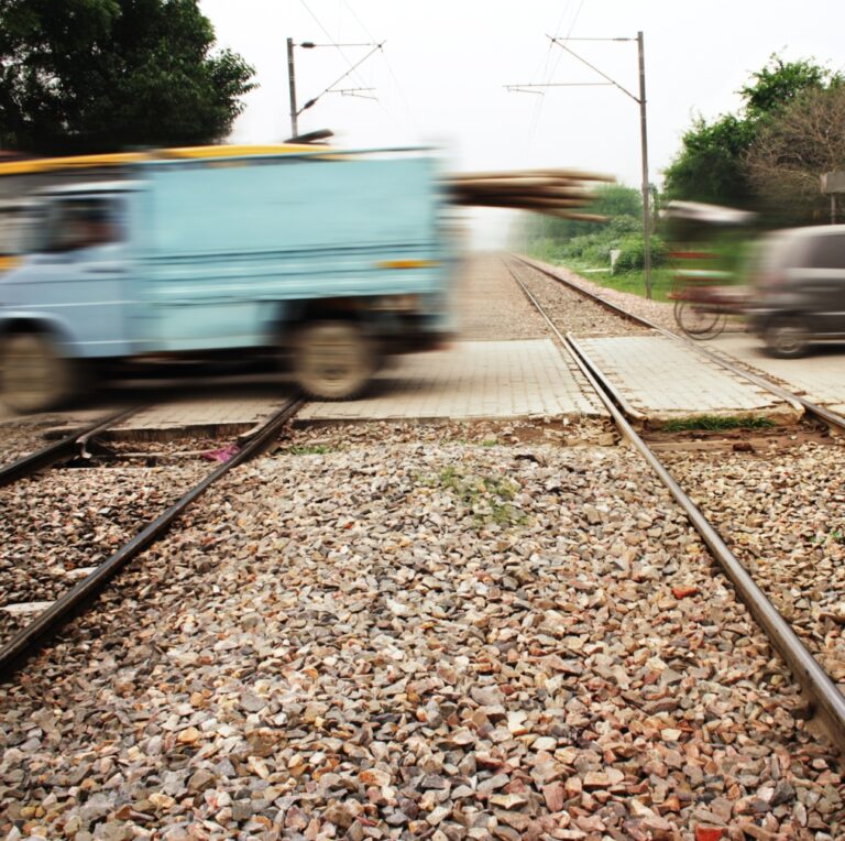 Vehicles crossing the railroad