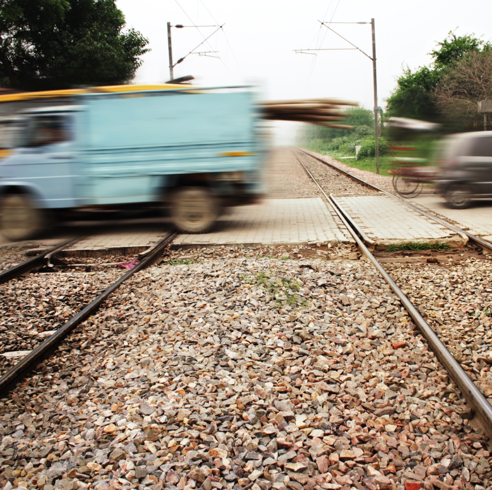 Vehicles crossing the railroad