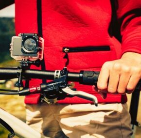 Action Camera Mounted on Mountain Bike