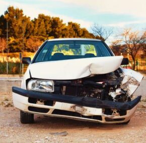 Damaged auto after a crash