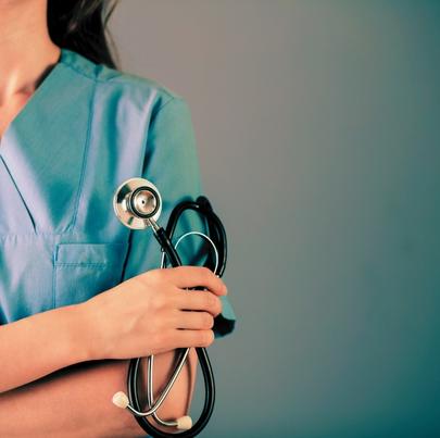 Lady nurse holding a stethoscope