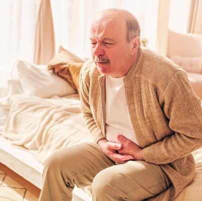 Elderly man suffering from diarrhea due to noravirus in nursing home
