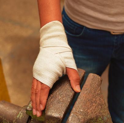 Injured hand at work