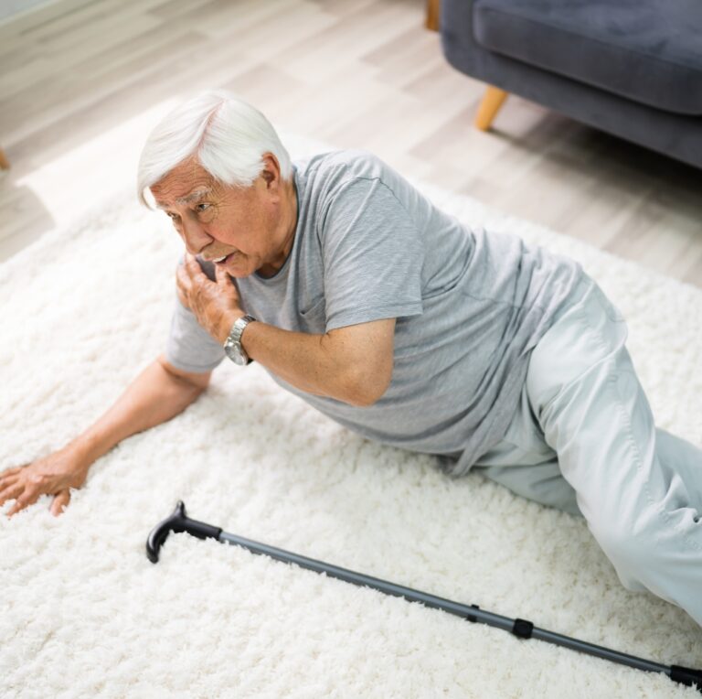 Elderly man slipped and fell on the nursing home floor