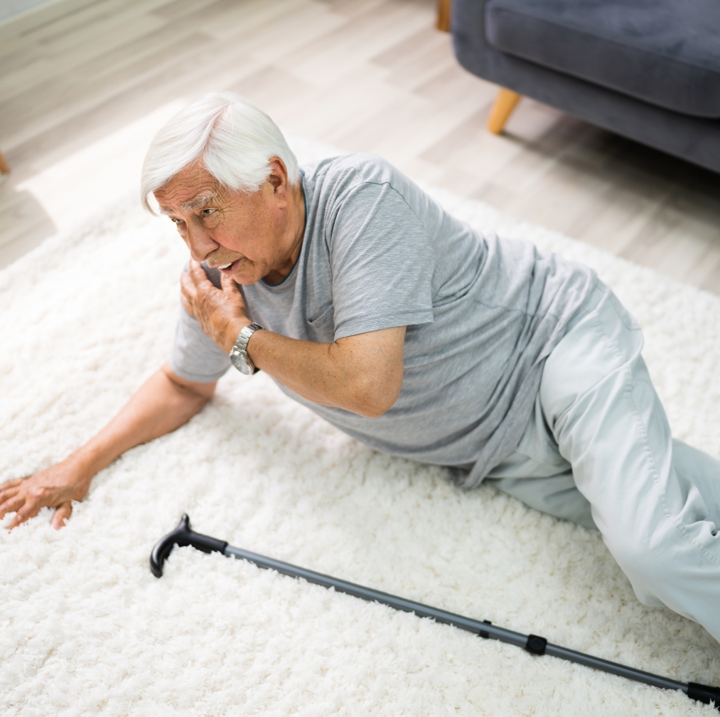 Elderly man slipped and fell on the nursing home floor
