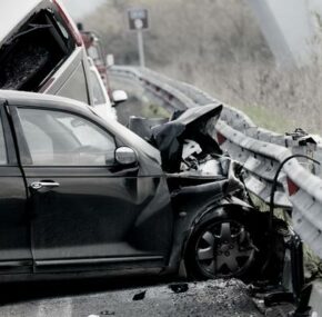 Car accident on italian highway.