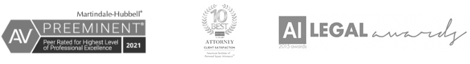 logos of martin-hubbell AV Preeminent peer rated for highest level of professional excellence 2021, 10 best attorney, ai legal awards